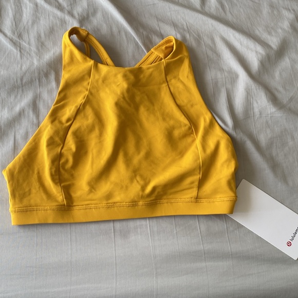 NWT Lululemon free to be serene high neck bra in honey lemon - Picture 2 of 10
